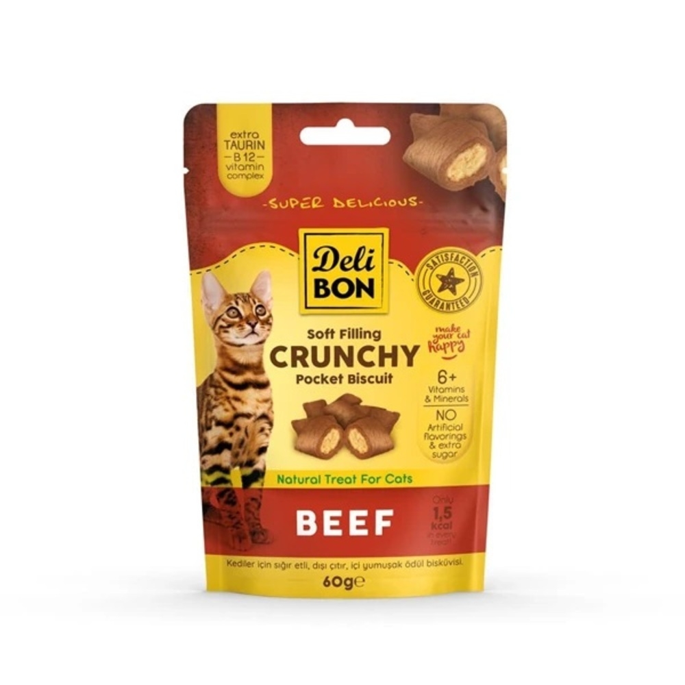 Delibon Chrunchy Sığır Etli Kedi Ödül Bisküvisi 60 Gr