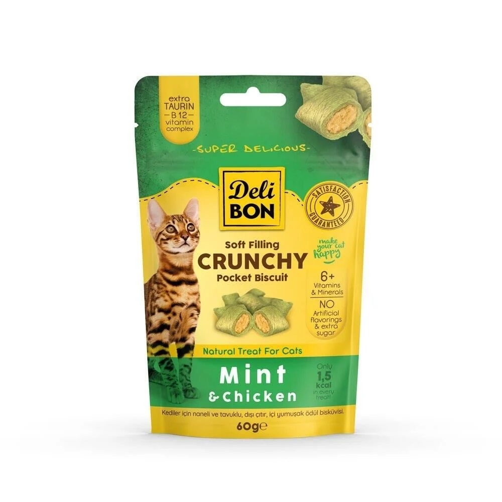 Delibon Chrunchy Tavuklu Naneli Kedi Ödül Bisküvisi 60 Gr