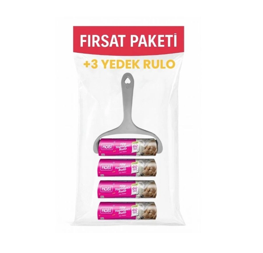 Hobi Tüy Toplama Rulosu Large Boy – 16 cm Geniş Başlık, 60 Yaprak + 3 Yedek