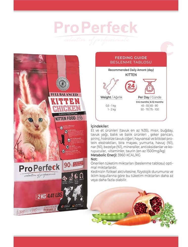 YETKİLİ SATICI - PREMİUM TAVUKLU NARLI HAVUÇLU YAVRU KEDİ MAMASI 10 KG