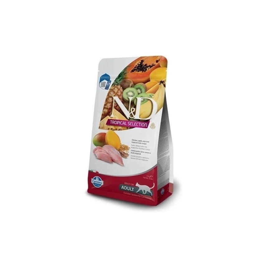 N&D Tropical Selection Tavuklu ve Tropikal Meyveli Yetişkin Kedi Maması 1,5kg