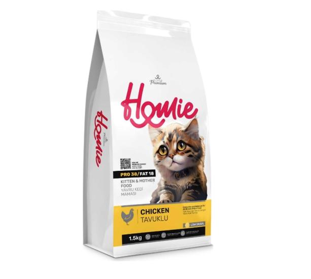 Homie Mother&Baby Anne ve Bebek Kediler Tavuklu Kedi Maması 1,5kg