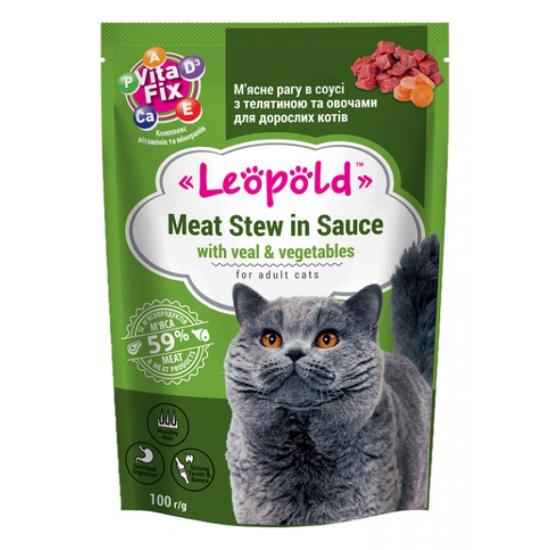 LEOPOLD YETİŞKİN KEDİ POUCH SIĞIR ETLİ & SEBZELİ PATE 100 GR X 5 ADET