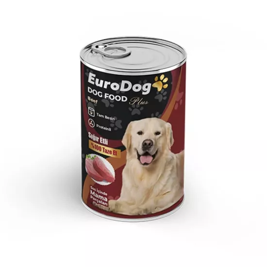 EuroDog Sığır Parça Etli Yetişkin Köpek Konserve 400 Gr