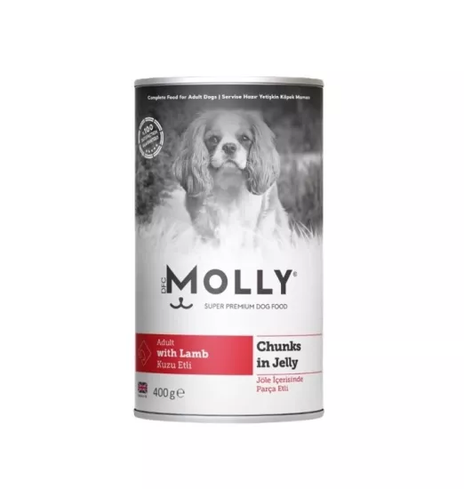 Molly Kuzu Etli Jöleli Yetişkin Köpek Konservesi 400 Grr