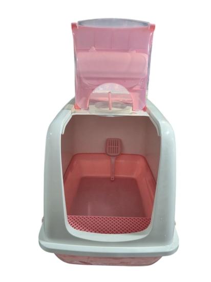 PEMBE - Büyük Boy Kapalı Kedi Tuvaleti 66x46x52 cm