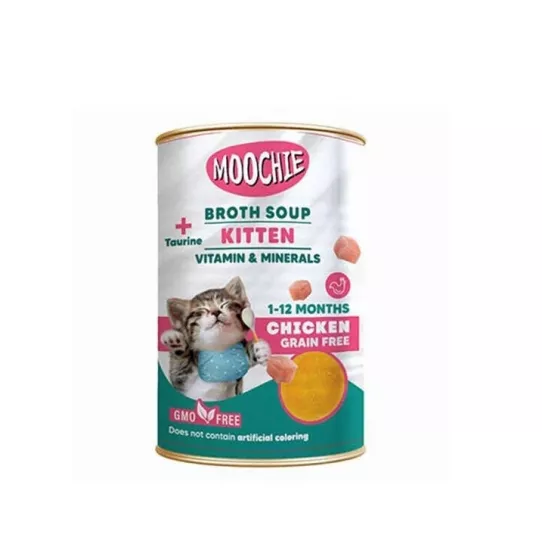 Moochie Kitten Et Suyu İçerisinde Tavuklu Tahılsız Yavru Kedi Çorbası 135 ML