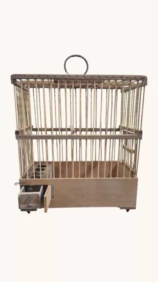 BAMBU TELLİ KANARYA BÜLBÜL KAFESİ - 30X17X28 cm