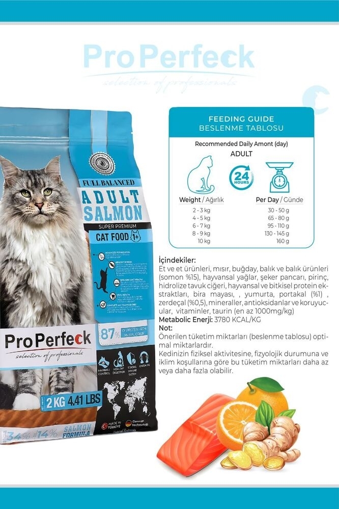 YETKİLİ SATICI - PREMİUM YETİŞKİN SOMONLU PORTAKALLI KEDİ MAMASI 10 KG