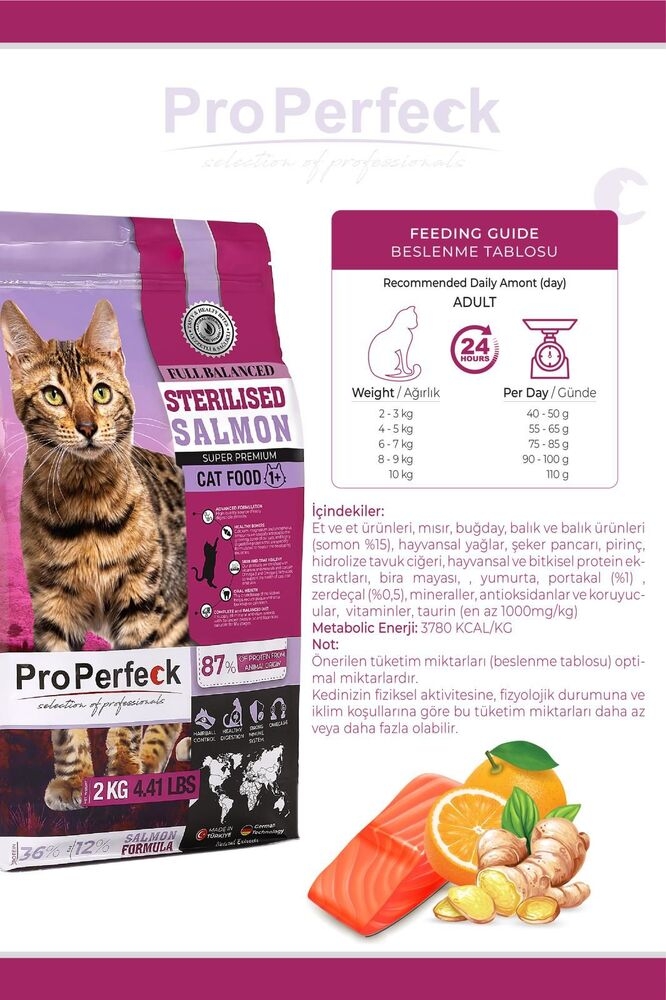 YETKİLİ SATICI - PREMİUM KISIRLAŞTIRILMIŞ SOMONLU PORTAKALLI KEDİ MAMASI 10 KG