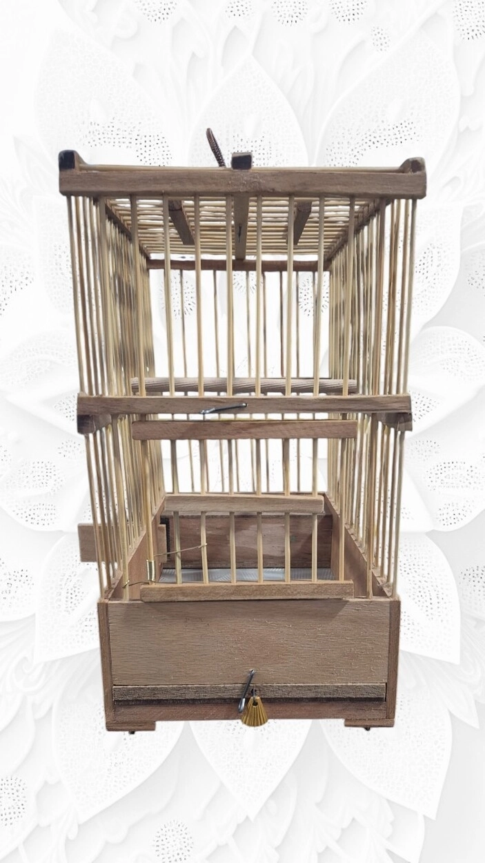 BAMBU TELLİ KANARYA BÜLBÜL KAFESİ - 30X17X28 cm