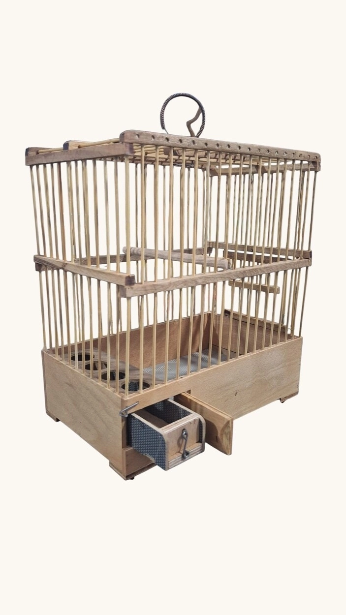 BAMBU TELLİ KANARYA BÜLBÜL KAFESİ - 30X17X28 cm